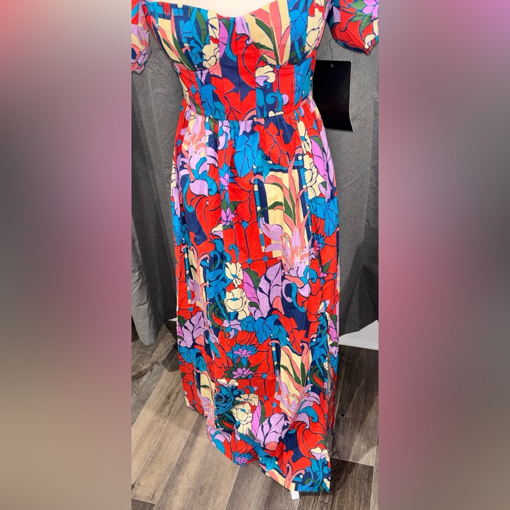 NWOT Tuckernuck Climbing Cosmos Valerie Midi Dress Size 6 Cotton Floral Tropical - Picture 7 of 16